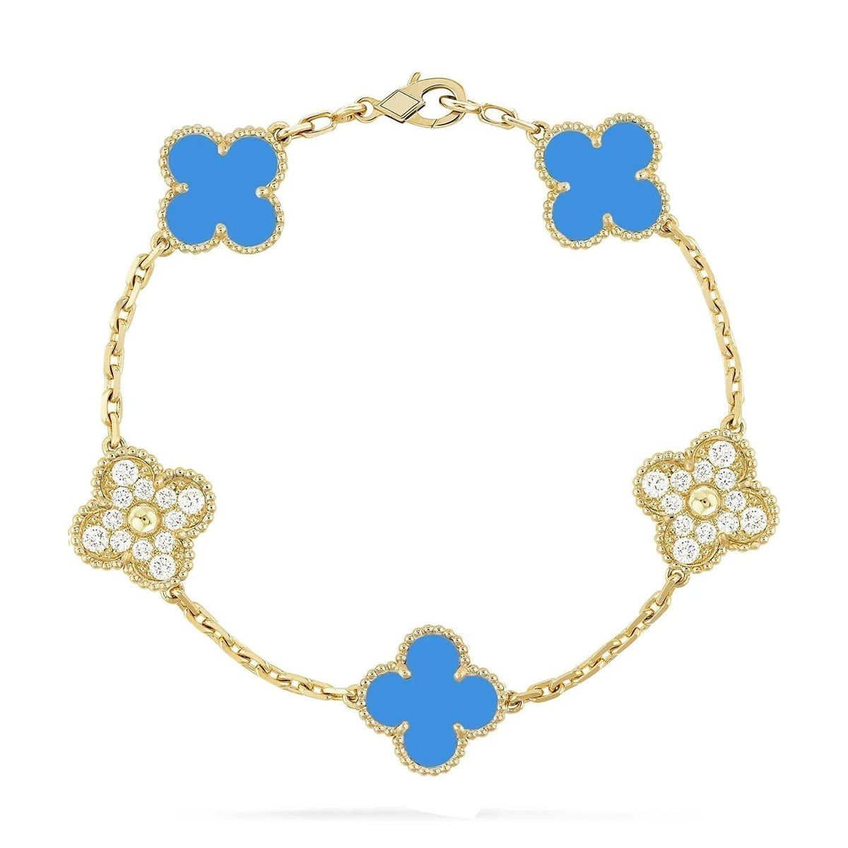 [Timi]New CLOVER 5 MOTIF BLUE AGATE BRACELET COLLECTION