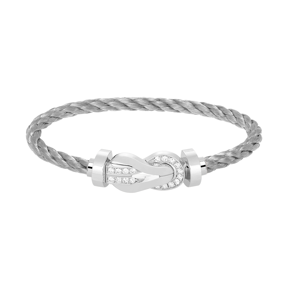 TimiCHANCE LARGE 8 FIGURE BUCKLE HALF DIAMOND BRACELET SILVER