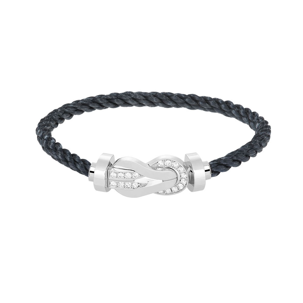 TimiCHANCE LARGE 8 FIGURE BUCKLE HALF DIAMOND BRACELET SILVER