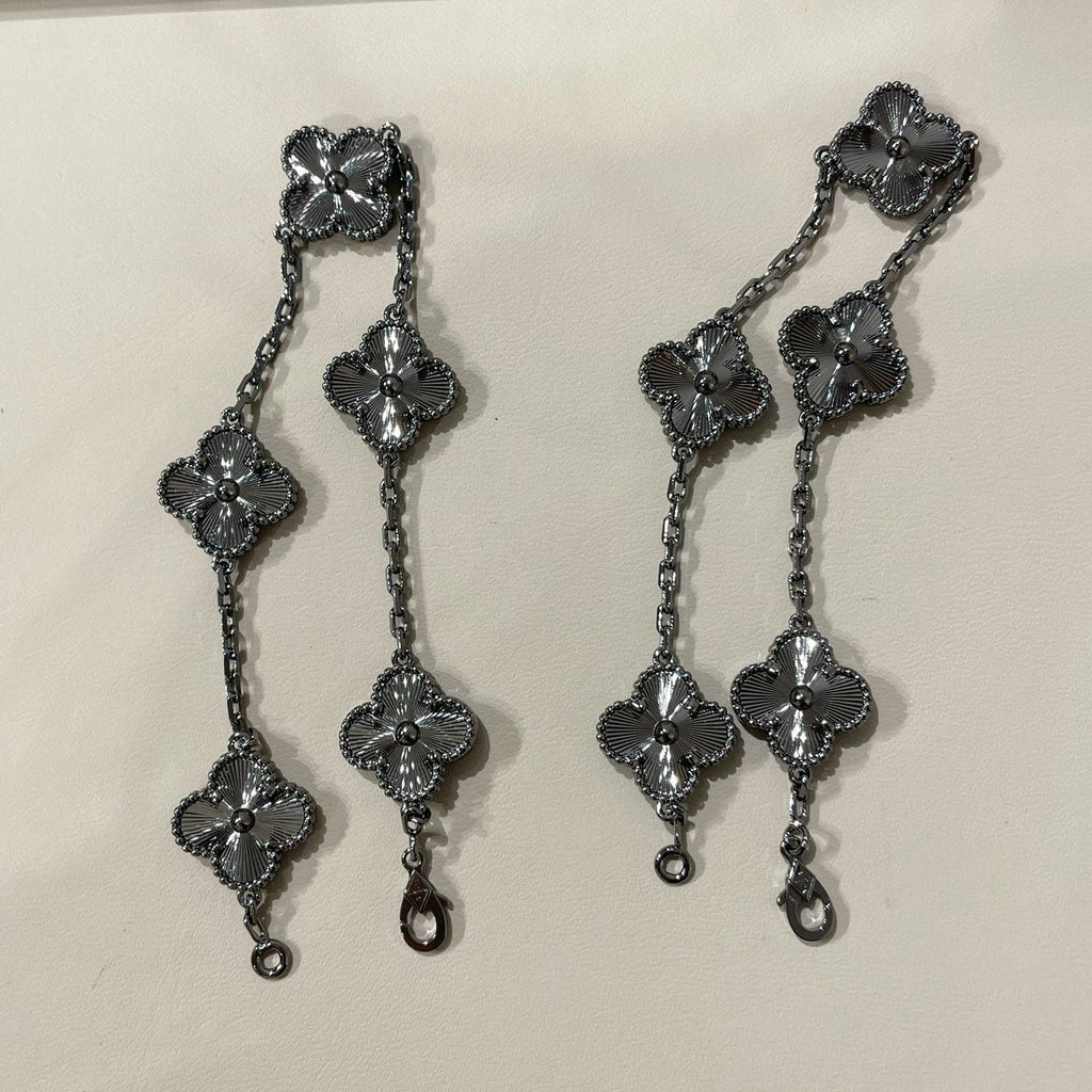 [Timi]New CLOVER 5 MOTIF BLACK BRACELET
