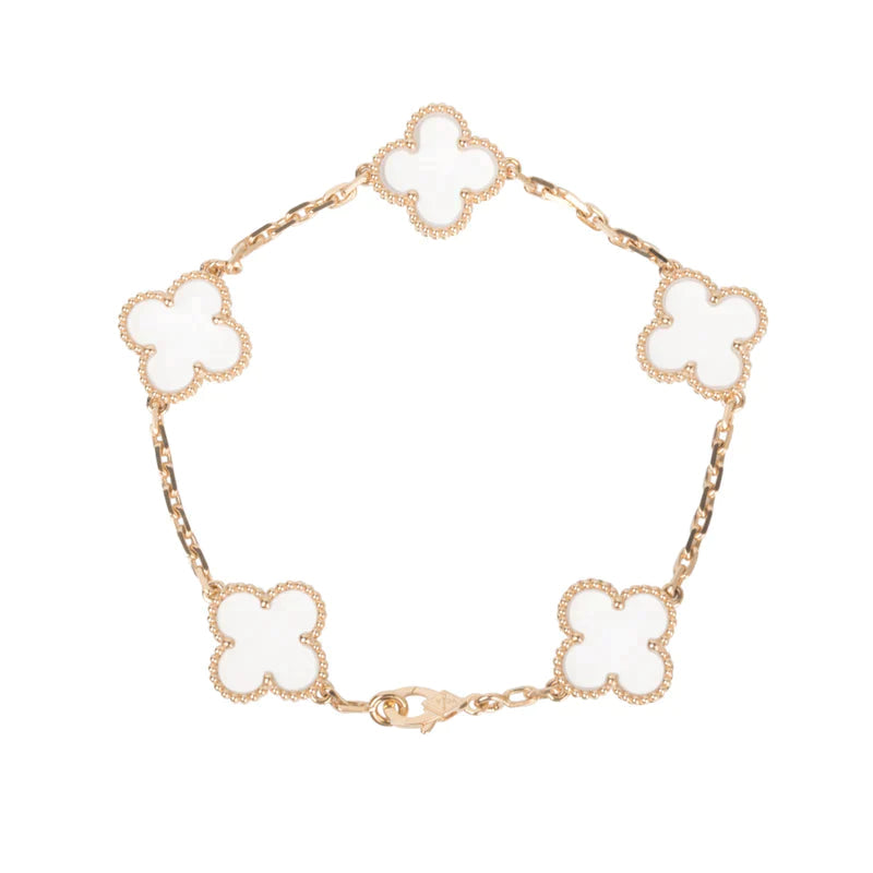 [Timi]New CLOVER 5 MOTIF ROCK CRYSTAL BRACELET