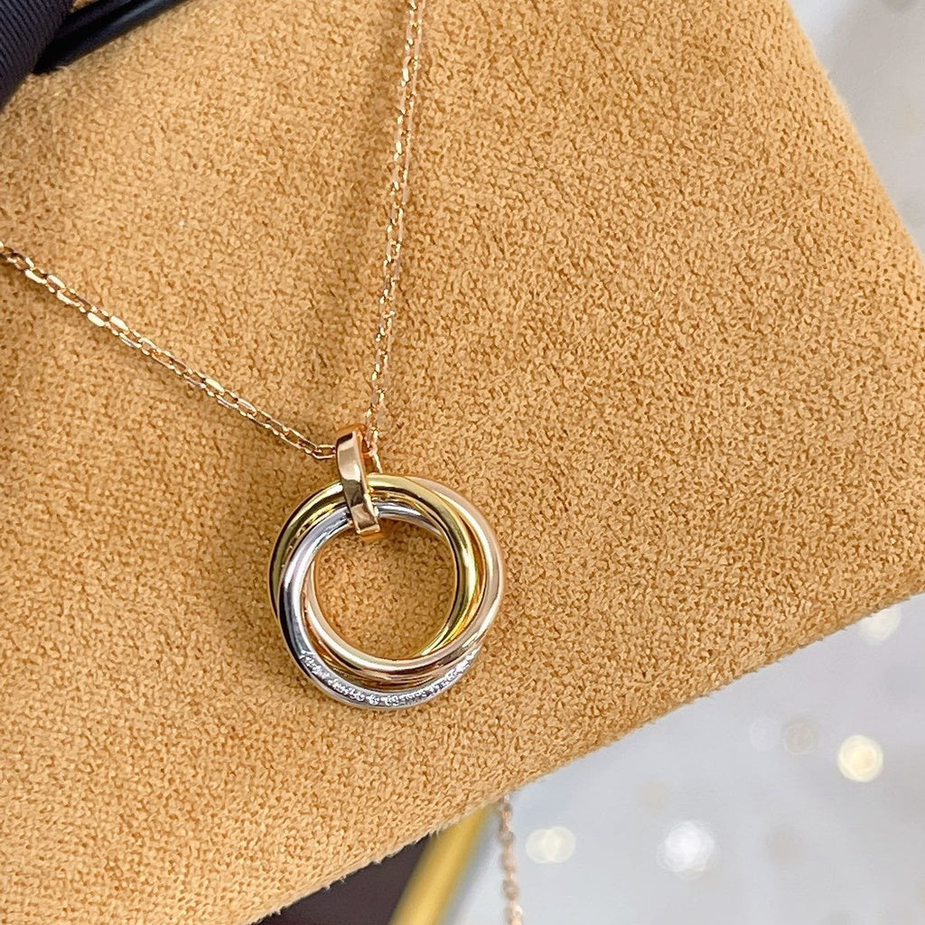 TimiTRINITY NECKLACE SILVER GOLD PINK GOLD DIAMONDS