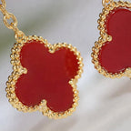 TimiCLOVER  2 MOTIF  TIGER EYE CARNELIAN EARRINGS