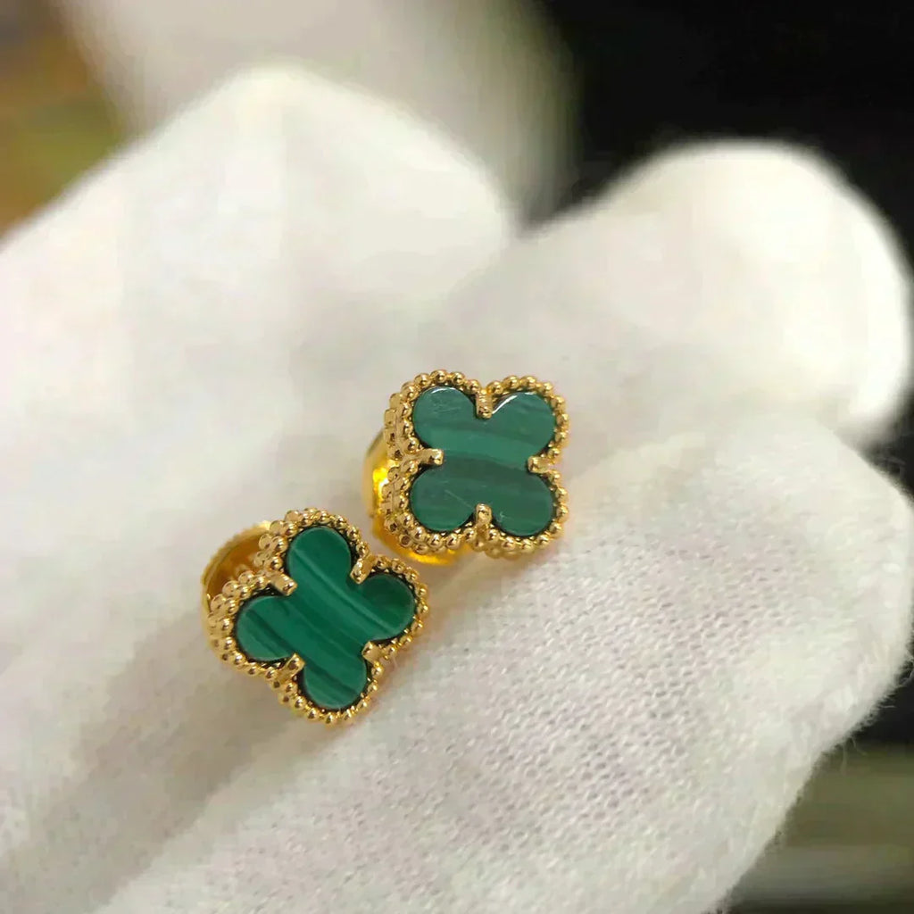 TimiCLOVER MINI 9.5MM MALACHITE  EARRINGS