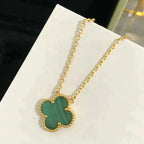 TimiCLOVER 15MM MALACHITE SINGLE FLOWER  NECKLACE