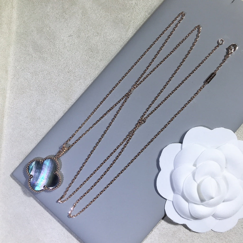 TimiCLOVER 25MM GOLD DARK MOP BIG CLOVER NECKLACE