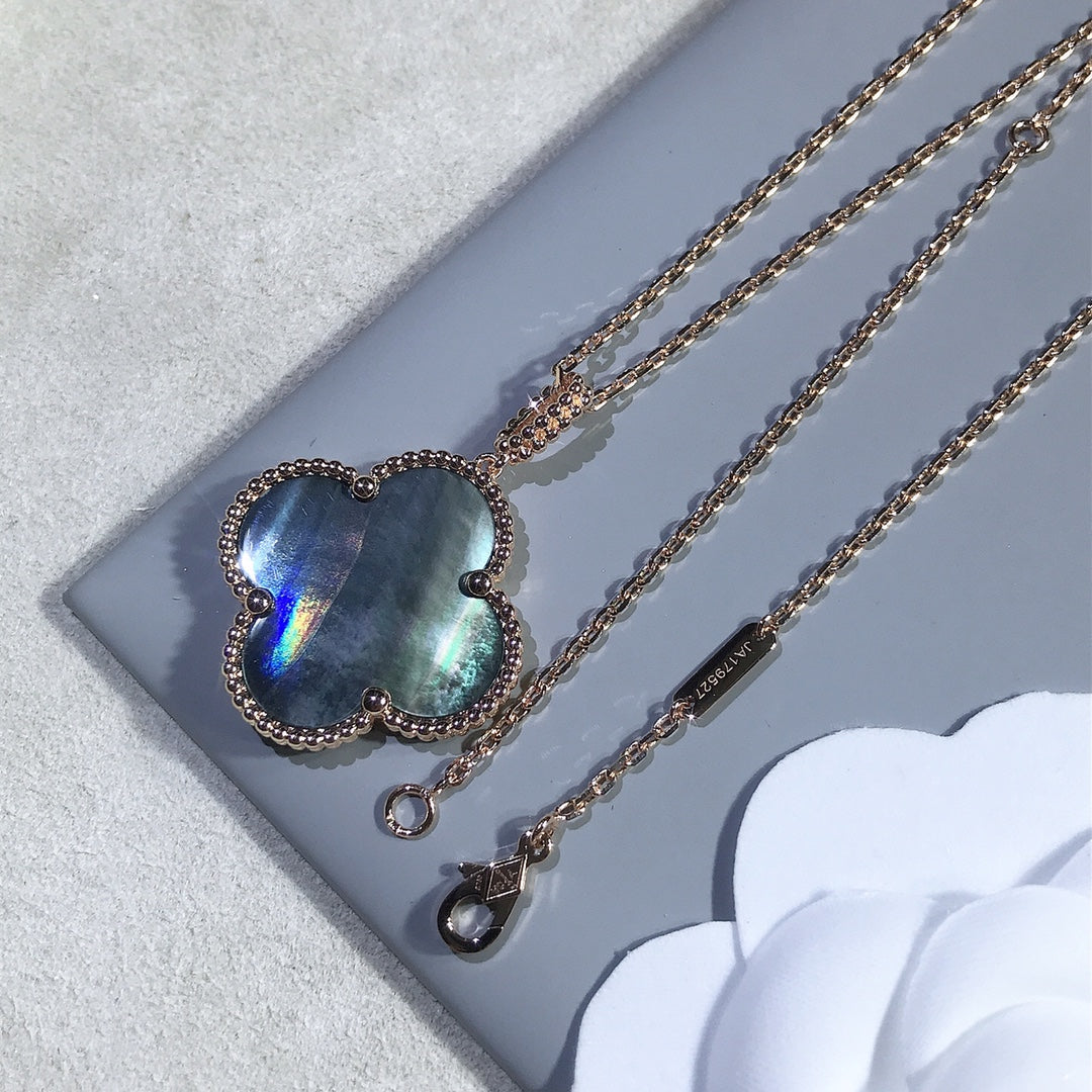 TimiCLOVER 25MM GOLD DARK MOP BIG CLOVER NECKLACE