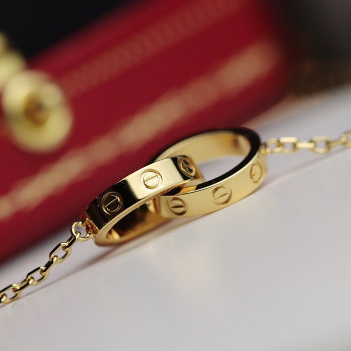 TimiLOVE NECKLACE DOUBLE RING GOLD