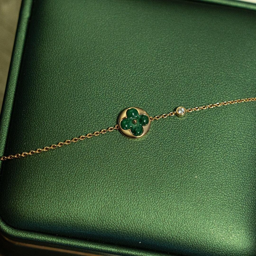 TimiSUN MALACHITE 1 DIAMOND PINK GOLD BRACELET