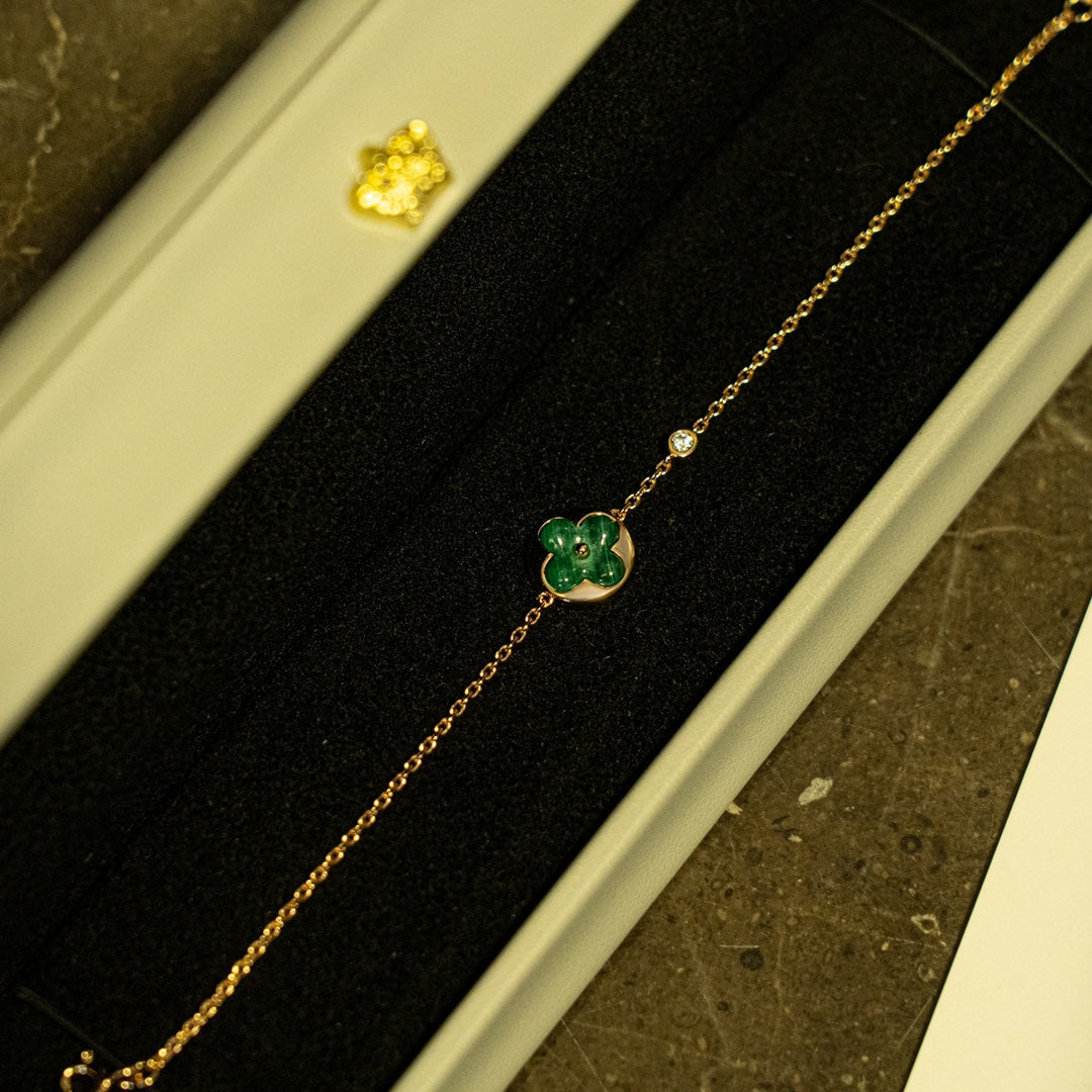 TimiSUN MALACHITE 1 DIAMOND PINK GOLD BRACELET