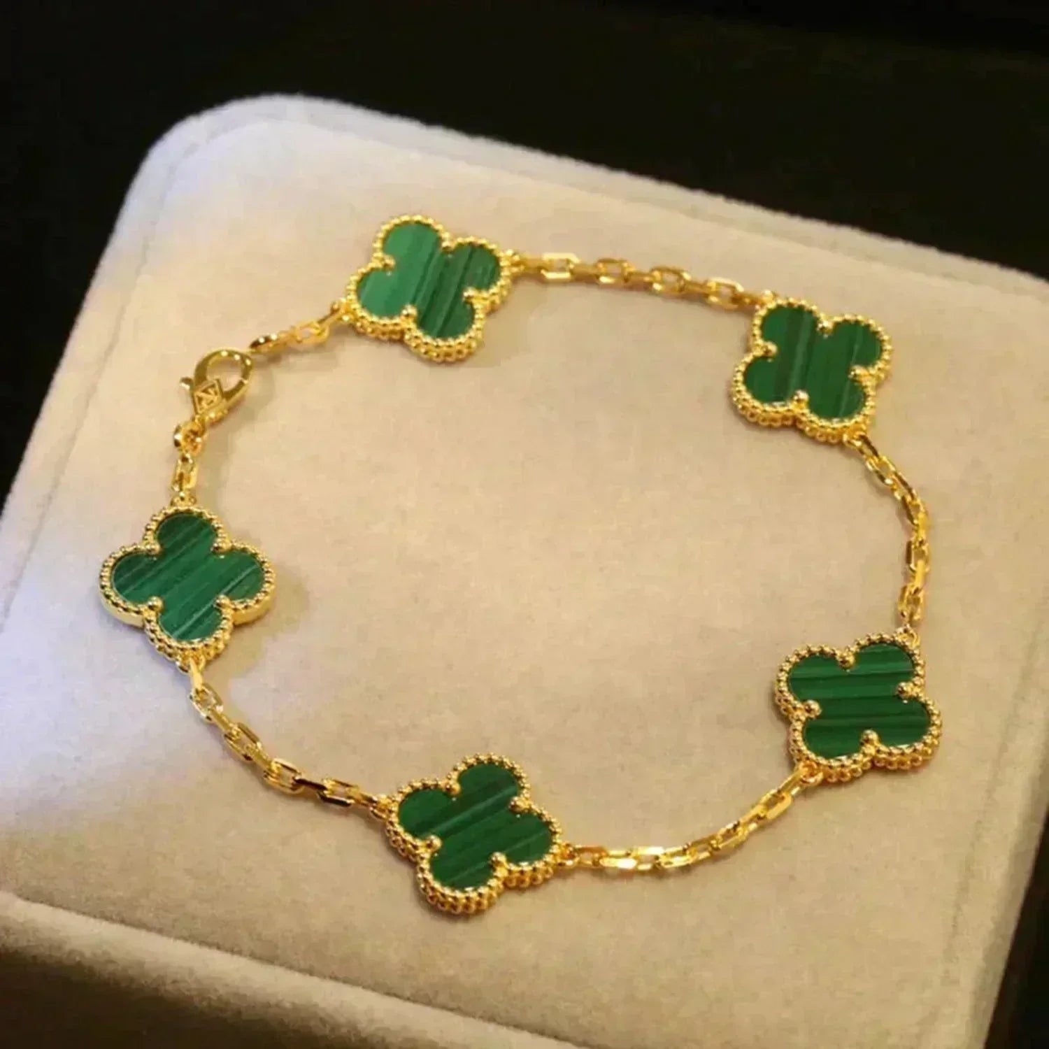 [Timi]New  CLOVER 5 MOTIF MALACHITE BRACELET COLLECTION