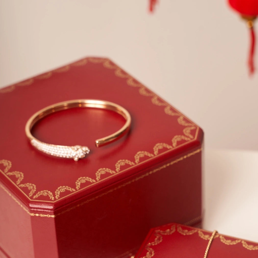 TimiPANTHERE ROSE GOLD DIAMOND OPEN BRACELET