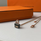 TimiCONSTANCE BLACK PEDANT PINK GOLD NECKLACE