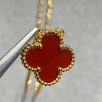 TimiCLOVER 15MM CARNELIAN SINGLE FLOWER NECKLACE