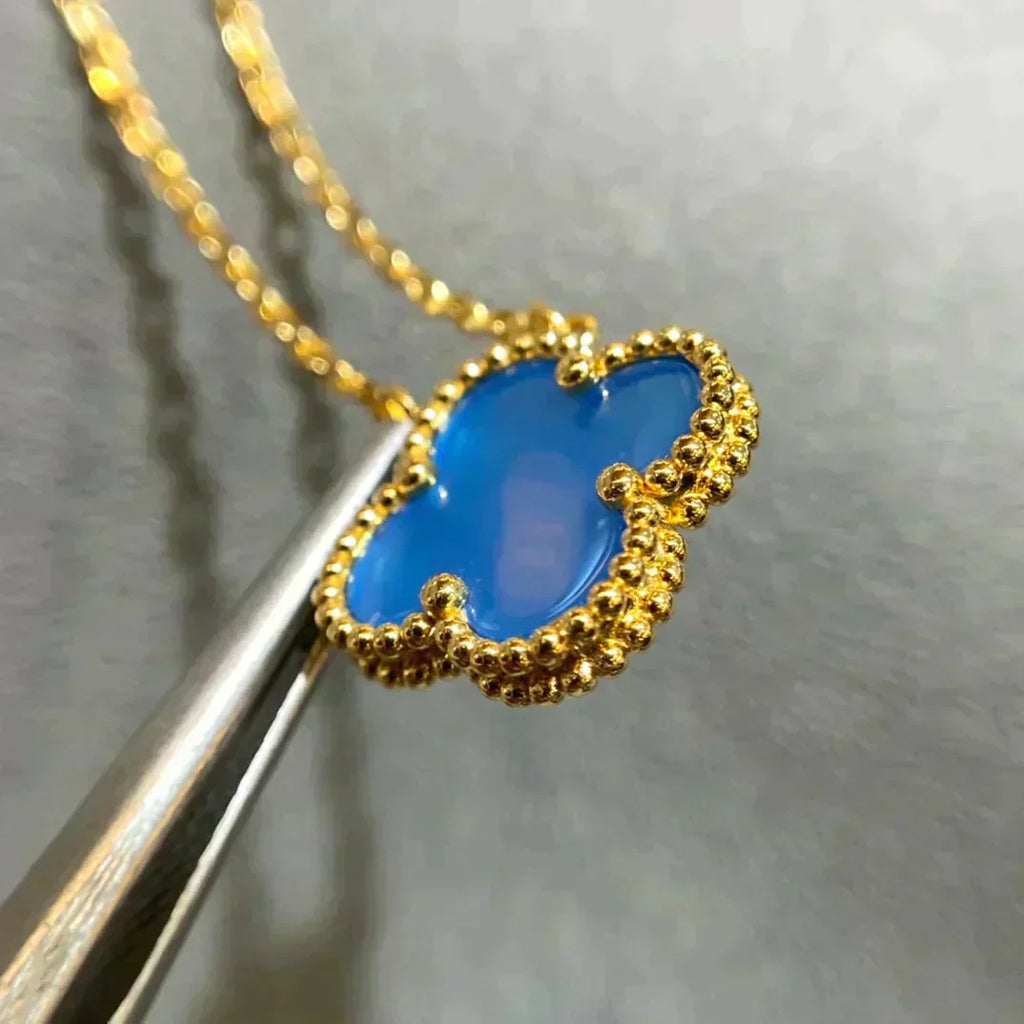 TimiCLOVER 15MM BLUE AGATE NECKLACE
