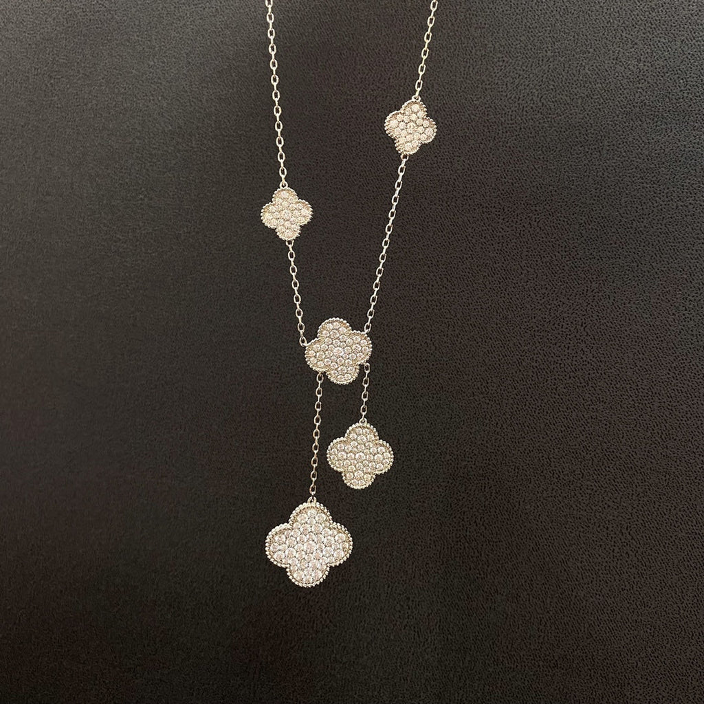 TimiCLOVER 5 MOTIFS SILVER DIAMONDS NECKLACE