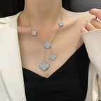 TimiCLOVER 5 MOTIFS SILVER DIAMONDS NECKLACE
