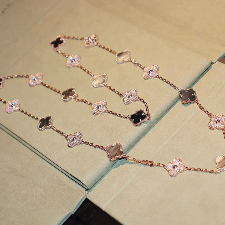 TimiCLOVER 20 MOTIFS DARK MOP DIAMOND  NECKLACE