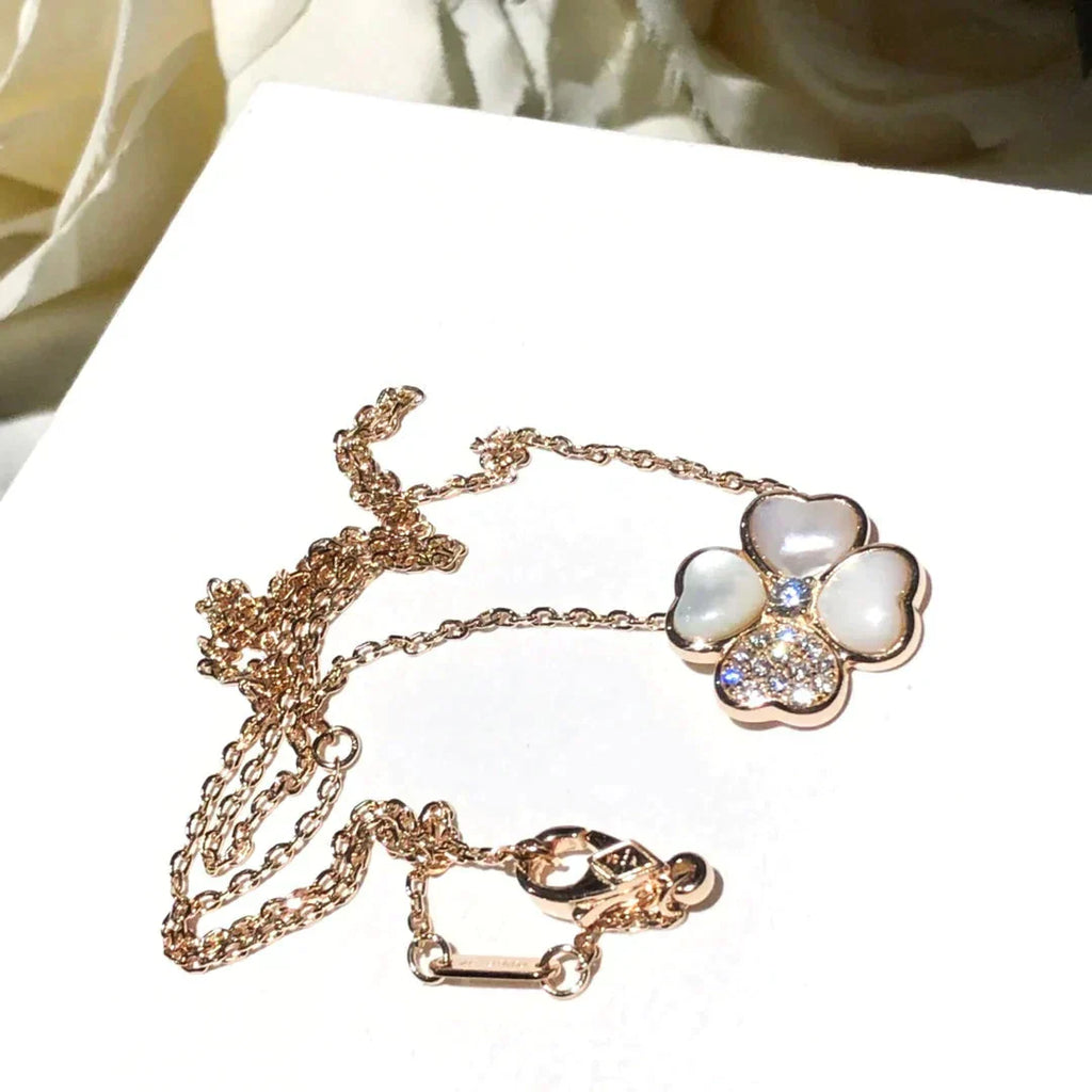 TimiCLOVER MOP DIAMOND ROSE GOLD NECKLACE