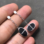TimiCHAINE VERSO BLACK CERAMIC SILVER EARRINGS