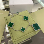 ¡®Timi¡¯CLOVER 5 MOTIFS SIVLER MALACHITE BRACELET