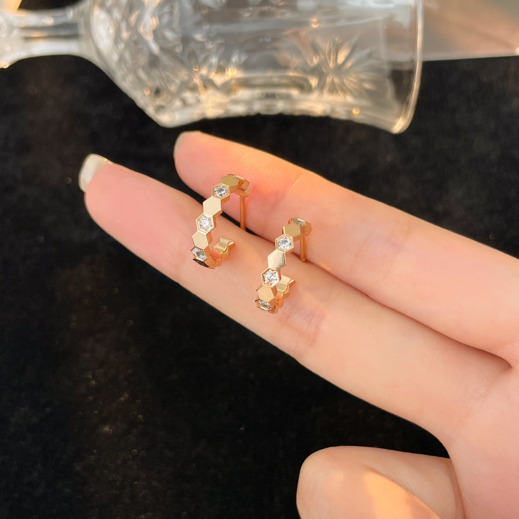 TimiBEE LOVE DIAMOND HOOP EARRINGS
