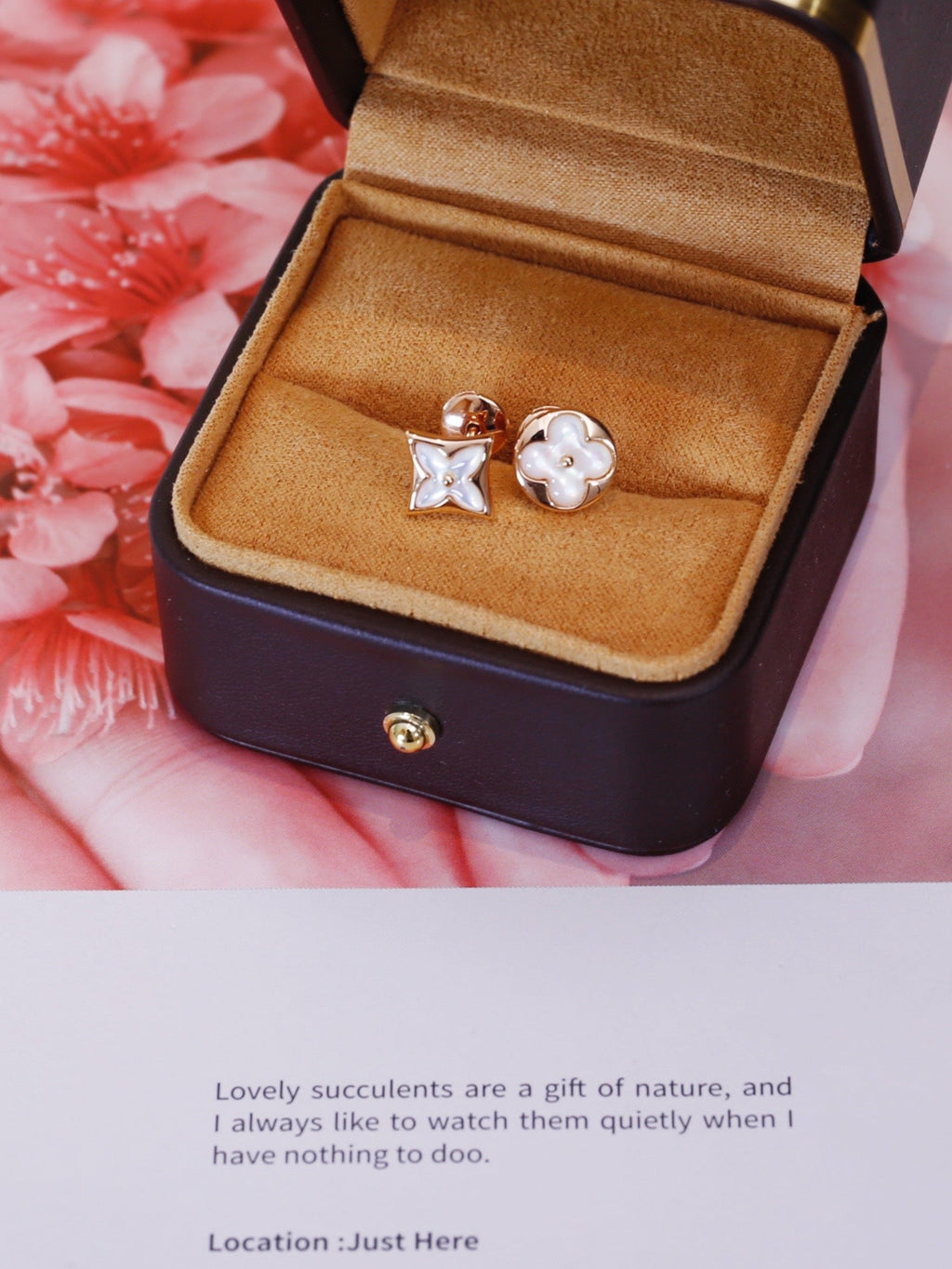 TimiSTAR AND SUN PINK GOLD MOP STUD EARRINGS