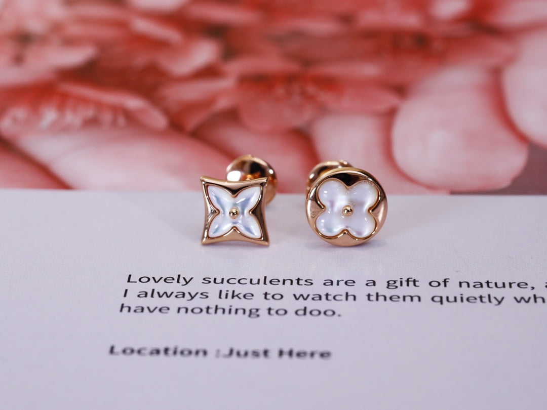 TimiSTAR AND SUN PINK GOLD MOP STUD EARRINGS