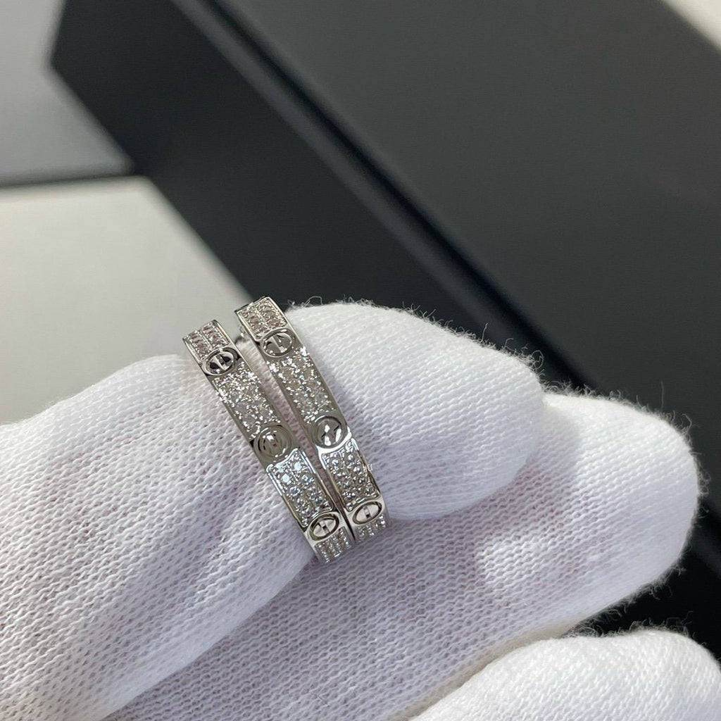 TimiLOVE DIAMOND SILVER HOOP EARRINGS