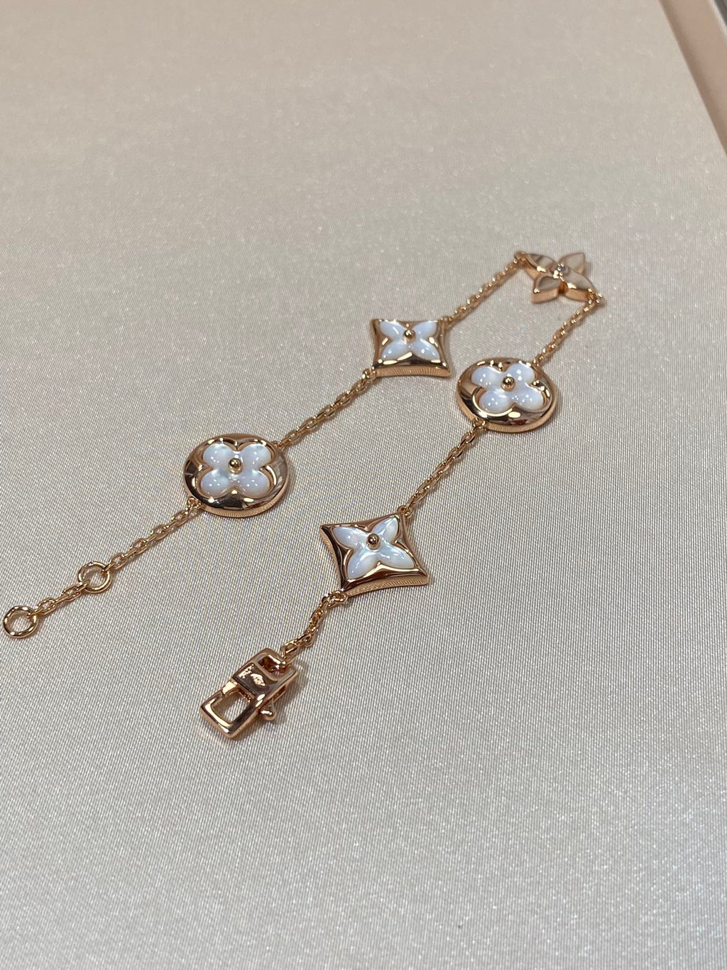 TimiSTAR AND SUN 5 MOTIF MOP PINK GOLD BRACELET