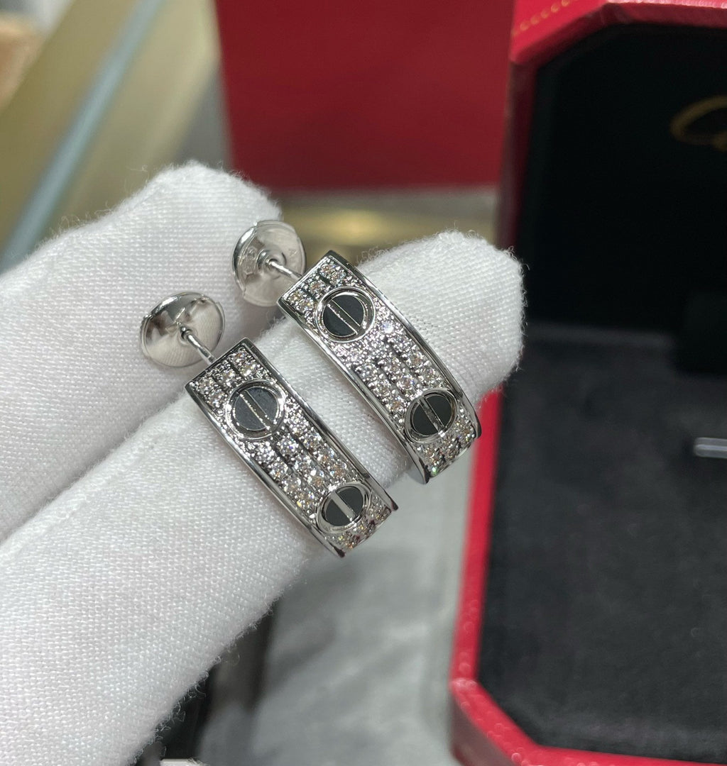 TimiLOVE CERAMIC DIAMOND PAVED SILVER EARRINGS