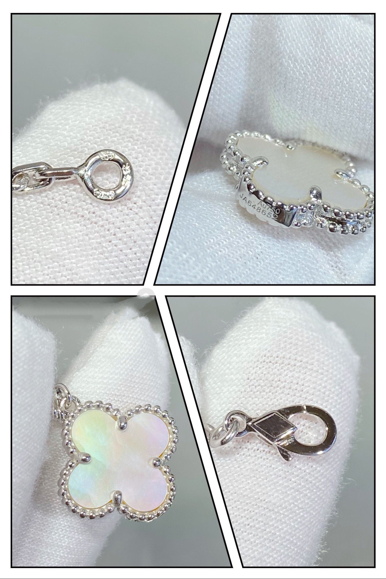 ¡®Timi¡¯CLOVER 5 MOTIF WHITE MOP SILVER BRACELET