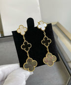 TimiCLOVER 3 MOTIF MOP ONYX DARK MOP PINK GOLD EARRINGS