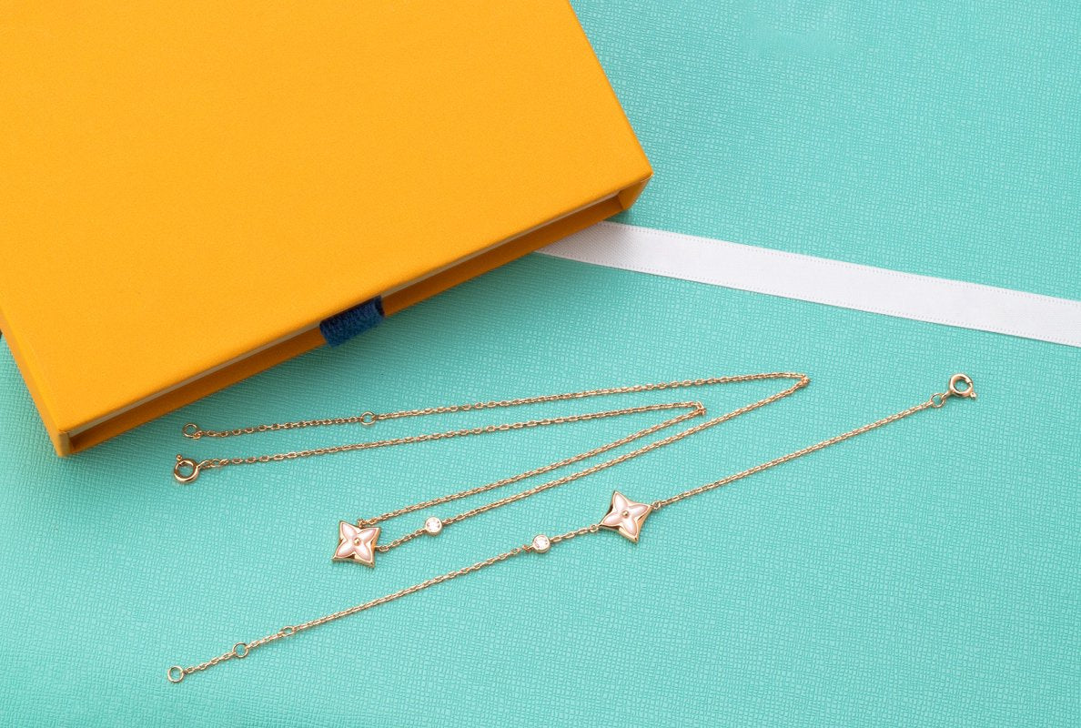 TimiSTAR PINK MOP 1 DIAMOND PINK GOLD NECKLACE