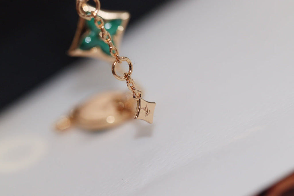 TimiSTAR AND SUN 4 MOTIF PINK GOLD MALACHITE BRACELET