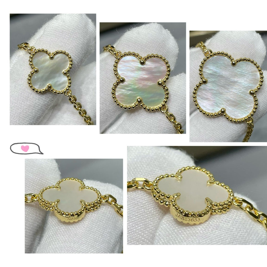 TimiCLOVER 16 MOTIF WHITE MOP GOLD NECKLACE