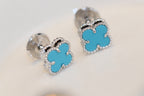 TimiCLOVER MINI TURQUOISE SILVER STUD EARRINGS