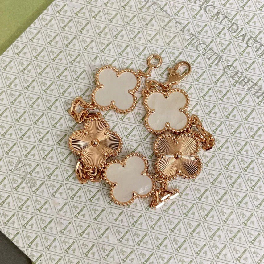 [Timi]New CLOVER WHITE PEARL MOP 5 MOTIF BRACELET COLLECTION