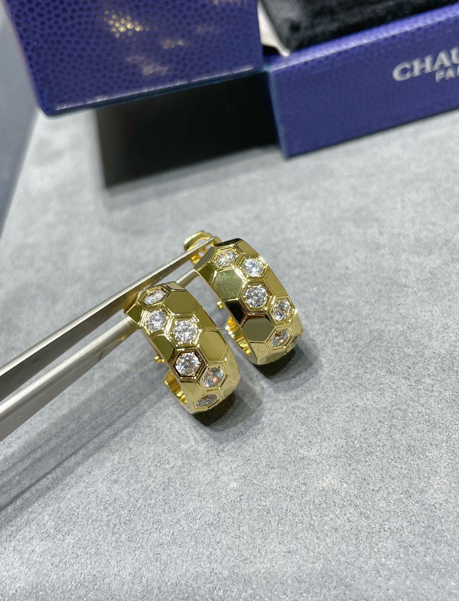 TimiBEE LOVE DIAMOND HOOP EARRINGS
