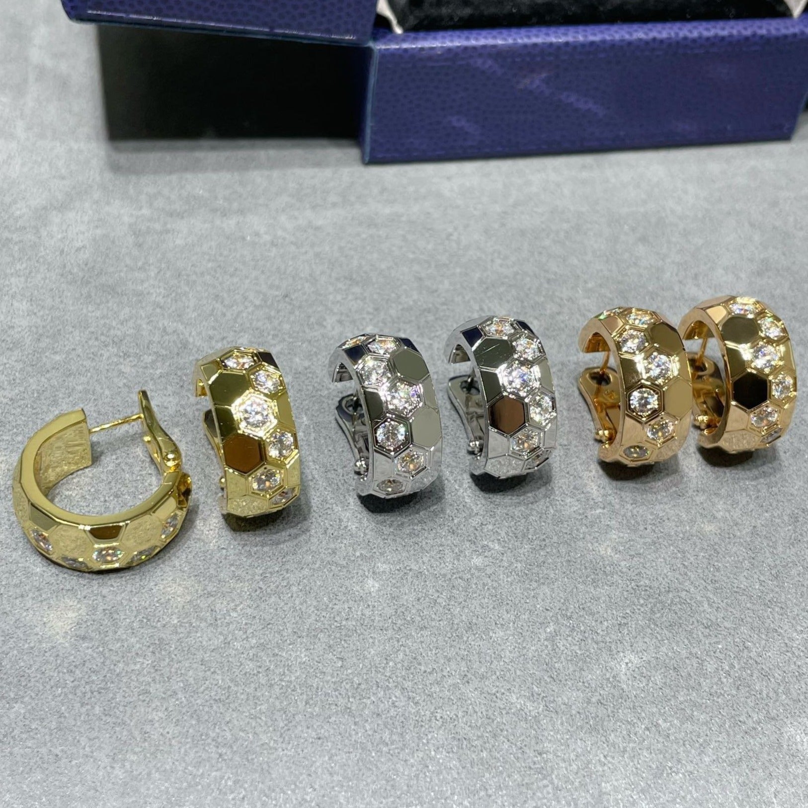 TimiBEE LOVE DIAMOND HOOP EARRINGS