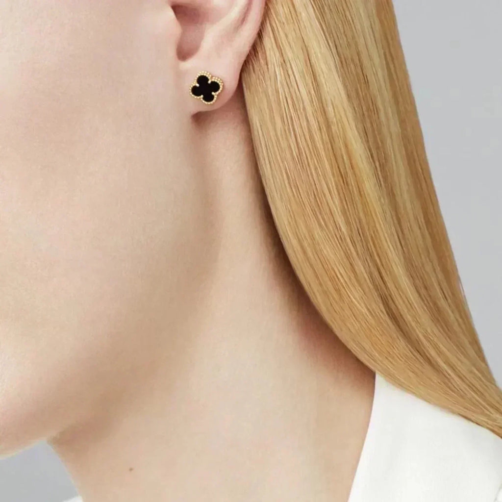 TimiCLOVER MINI 9.5MM BLACK MOP EARRINGS