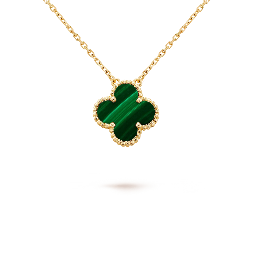 TimiCLOVER 15MM MALACHITE SINGLE FLOWER  NECKLACE