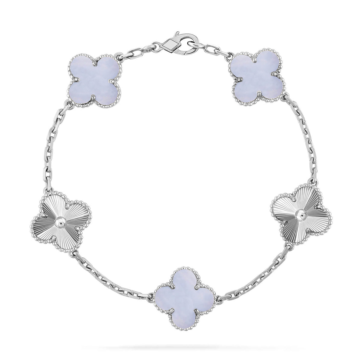 [Timi]New  CLOVER 5 MOTIF PURPLE CHALCEDONY BRACELET COLLECTION