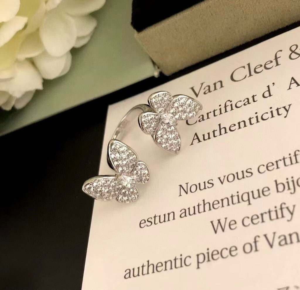 TimiTWIN SILVER BUTTERFLY DIAMOND RING