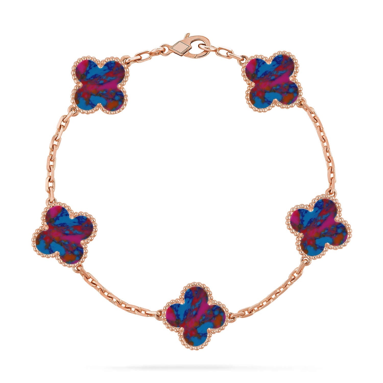 [Timi]New CLOVER 5 MOTIF COLOR GEMSTONES BRACELET COLLECTION