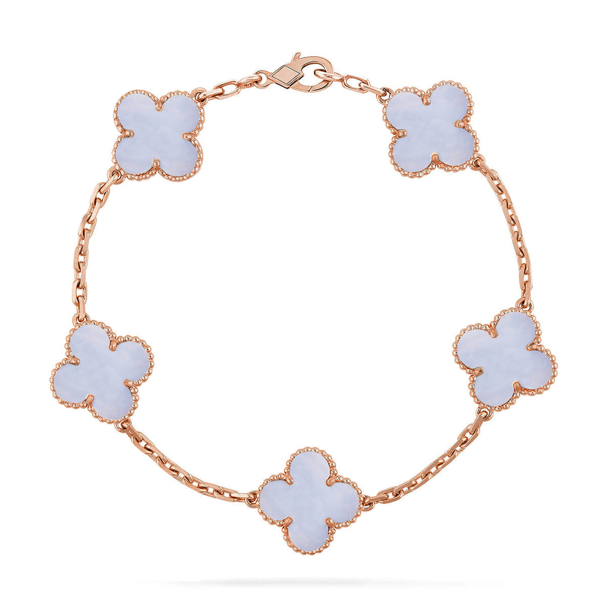 [Timi]New  CLOVER 5 MOTIF PURPLE CHALCEDONY BRACELET COLLECTION