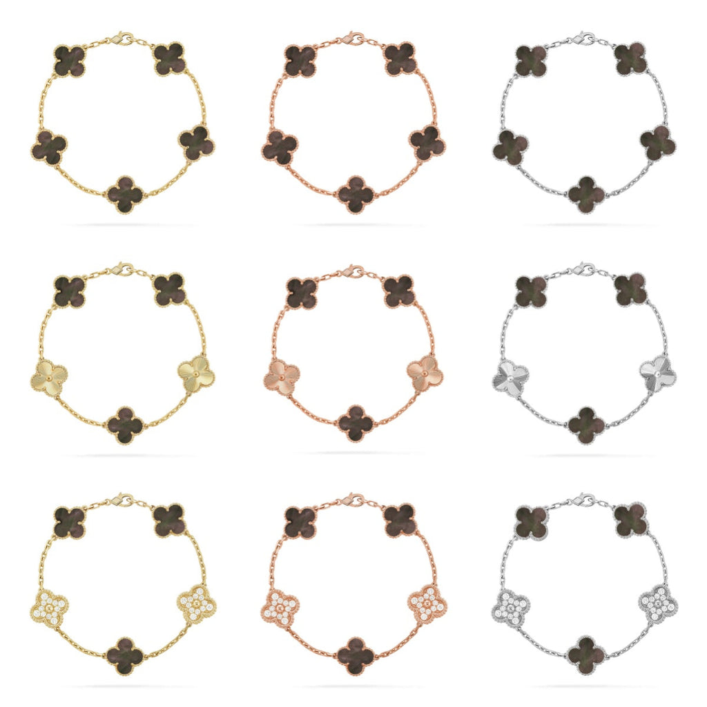 [Timi]New CLOVER 5 MOTIF GRAY MOP BRACELET COLLECTION