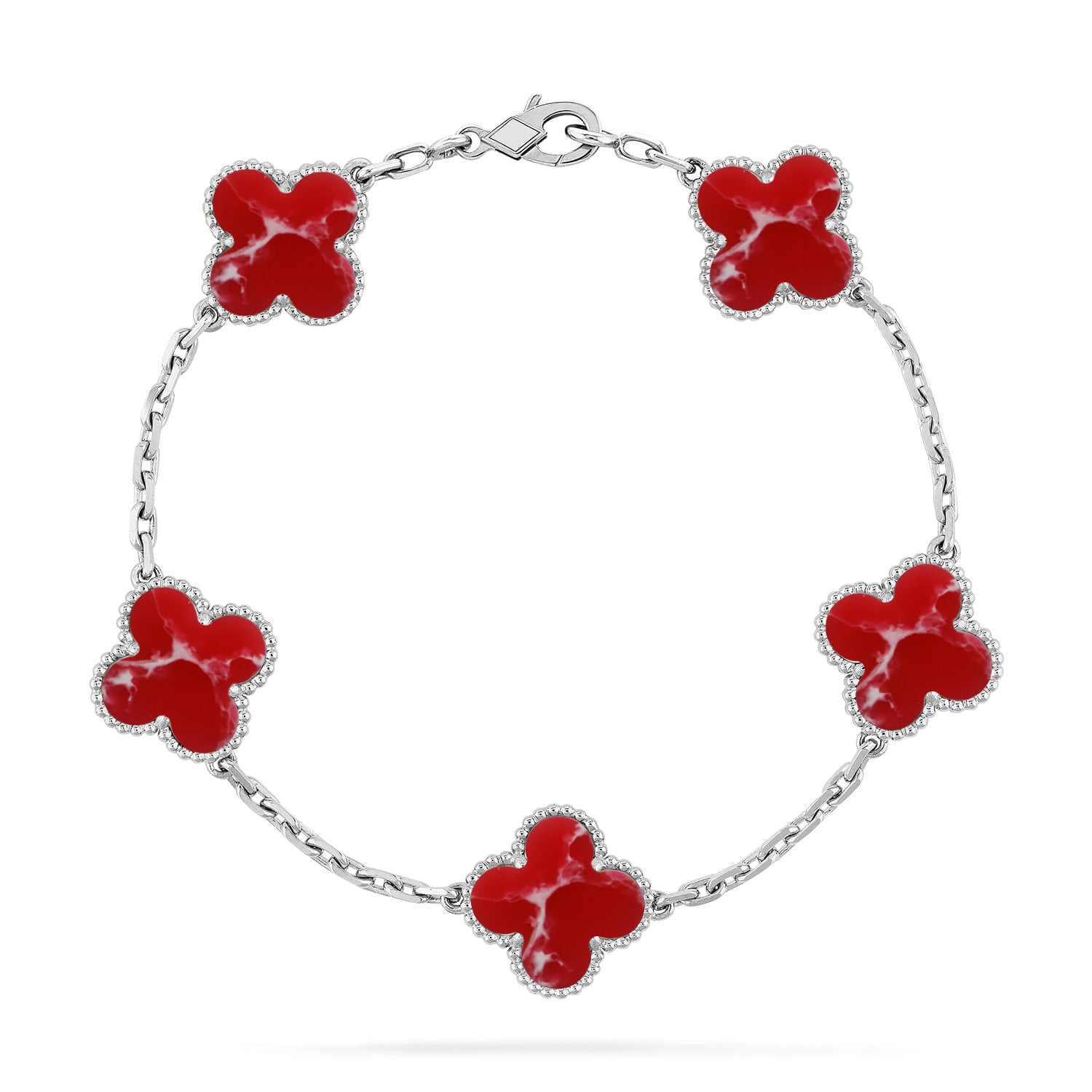 [Timi]New CLOVER 5 MOTIF RED PATTERN BRACELET COLLECTION