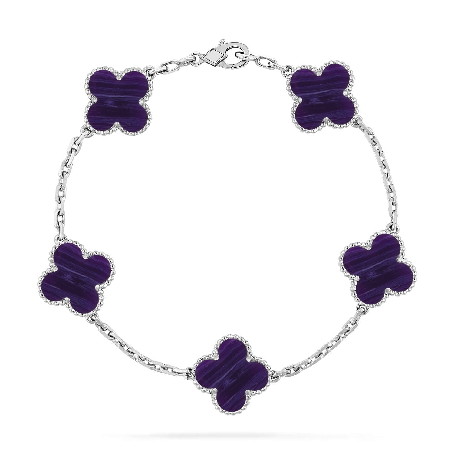 [Timi]New CLOVER 5 MOTIF PURPLE STRIPES BRACELET COLLECTION