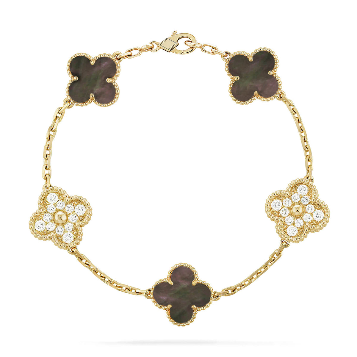 [Timi]New  CLOVER 5 MOTIF GRAY MOP BRACELET COLLECTION
